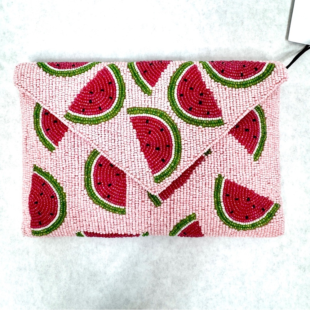 FROM ST XAVIER Juicy Watermelon Pouch Clutch - Pink/Green - Picture 3 of 13